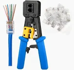 RJ45 pass-through crimping tool